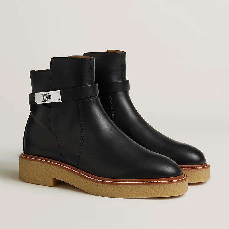 Giày Hermes History Ankle Boot Nữ Đen